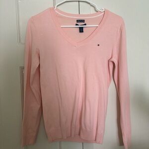 Tommy Hilfiger Pink V-Neck Sweater Classic Knit
